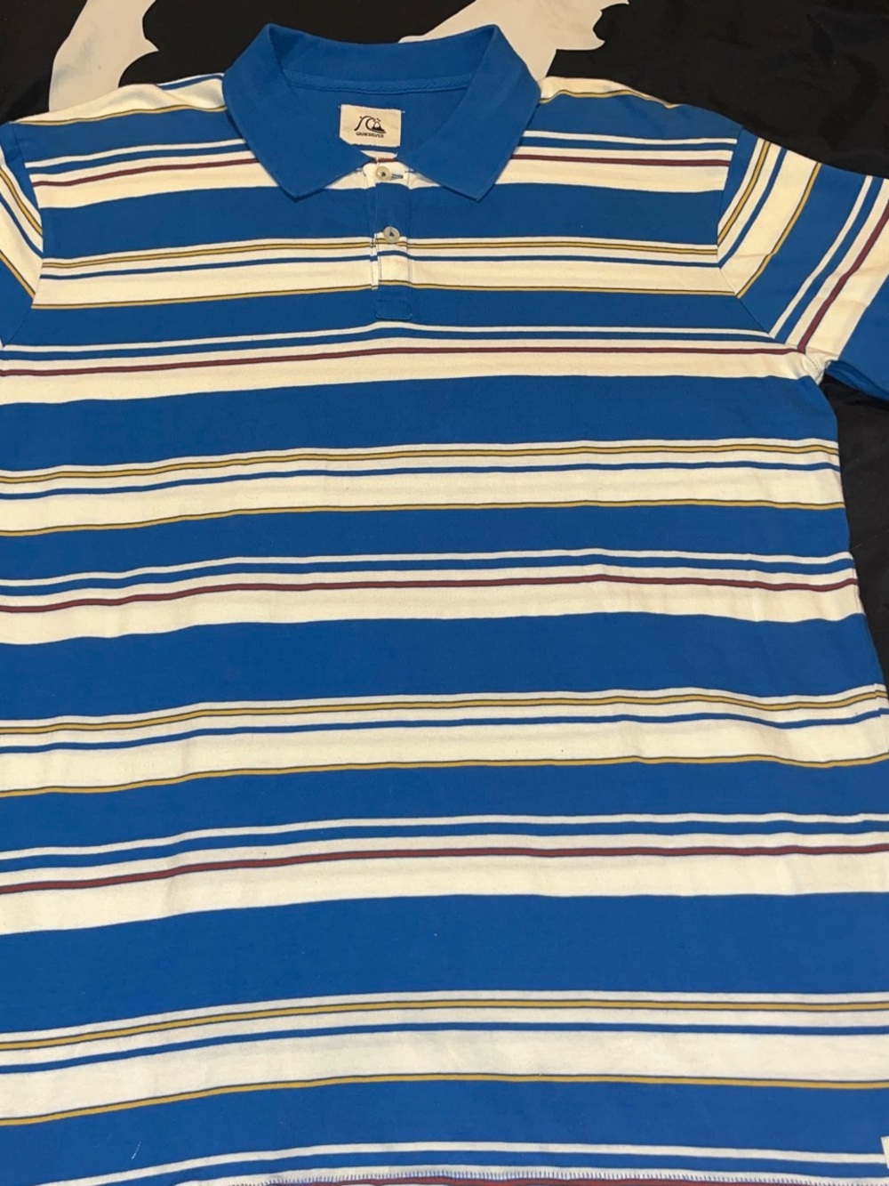 Quiksilver Royal Blue and White Striped Polo